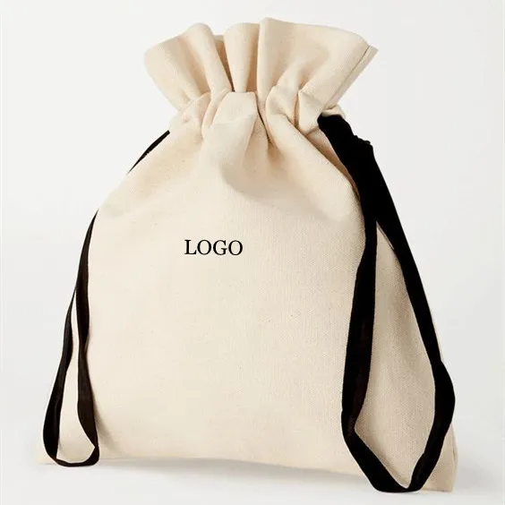 Custom Logo Printed Soft Cotton Gift Drawstring Packaging Shoe Bag Cotton Shoe Dust Bag