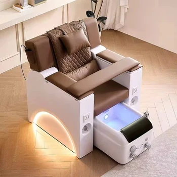 Hot Sale Led Light Pink Salon Reclining Manicure Chair Luxury Foot Pedicure Spa Chair With Massage