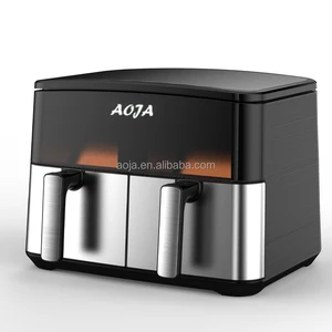 9.5L Large Dual Zone Air Fryer 4L*2 Baskets, Commercial & Household  OEM/ODM Service, Free Shipping Color Screen+stainless Steel