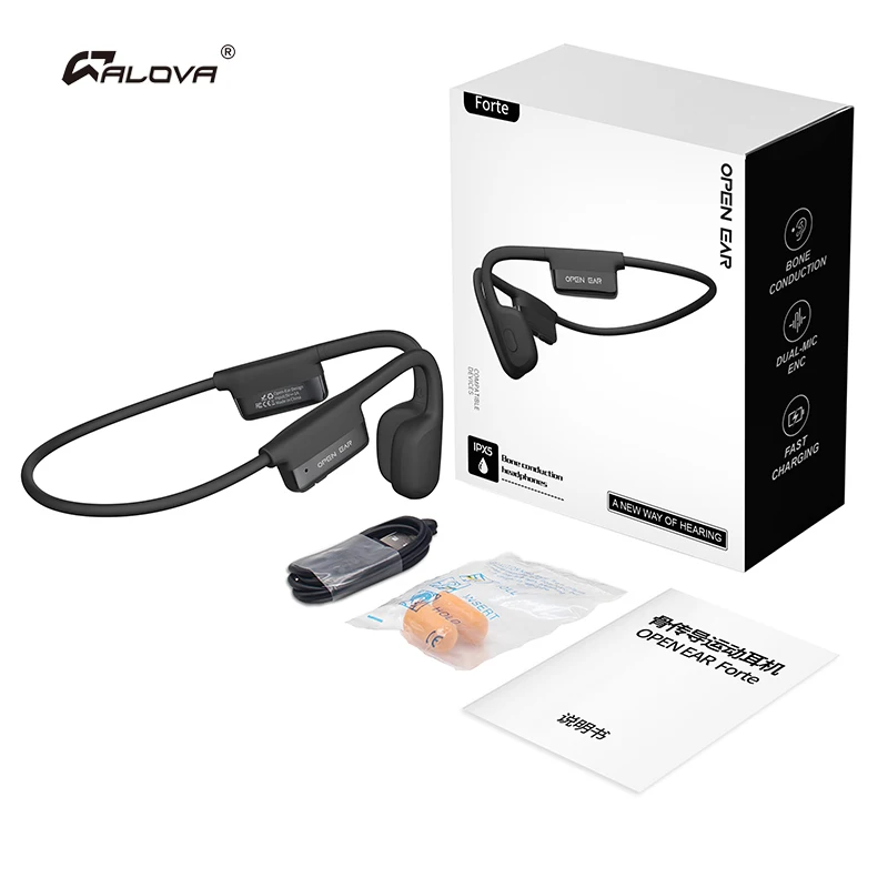 ALOVA Fast Charge Custom Headset Bone Conduction Earphone Logo Bluetooth IPX6 Speakers Wireless Headphones
