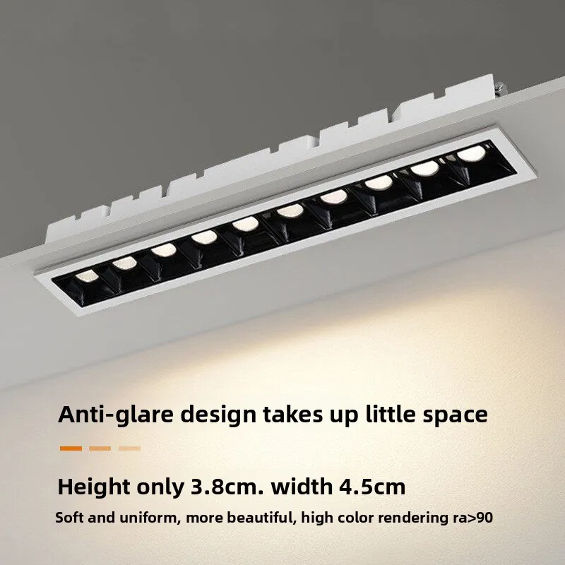 LED Aluminum Embedded Ceiling Grid Light Spotlight Living Room Long Rectangular Narrow Border Linear Design