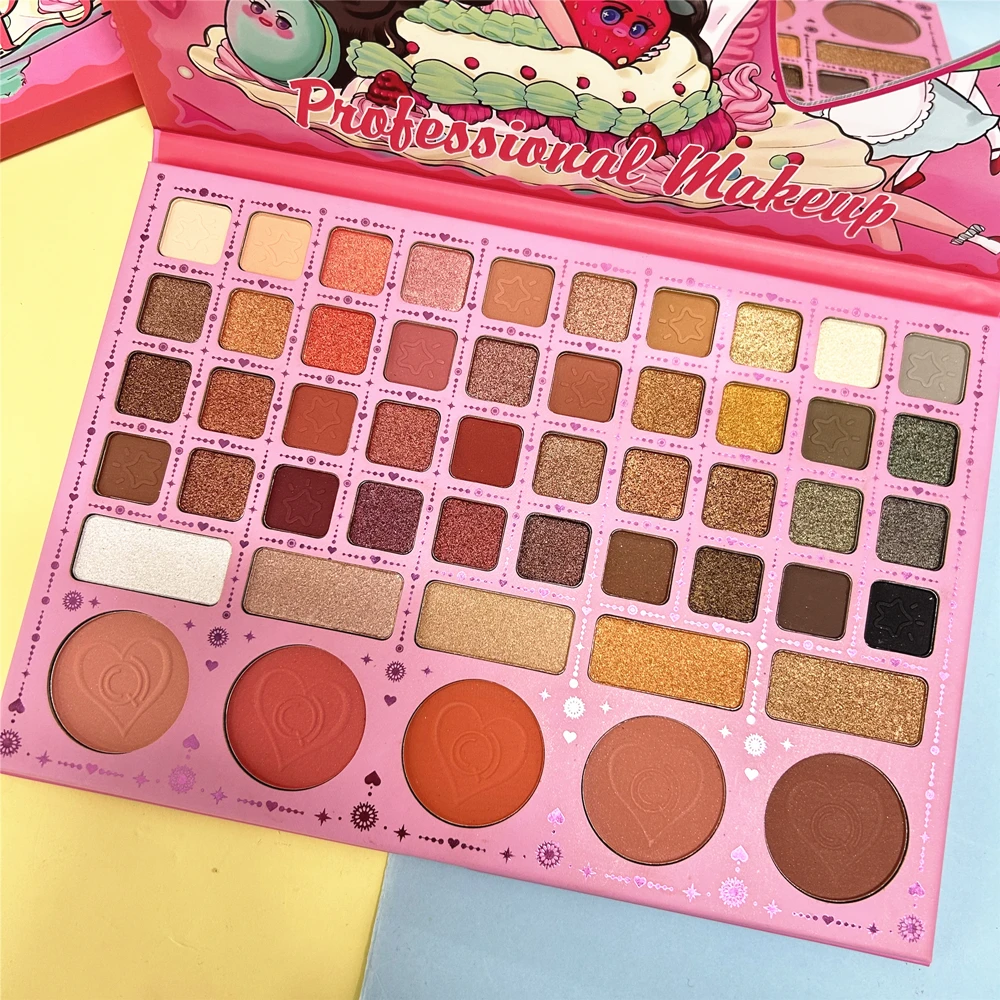 Cake Princess Pattern 50 Color Pearl Matte Highlighter Blush Multi-color Large Multifunctional Eyeshadow Palette Makeup Palette