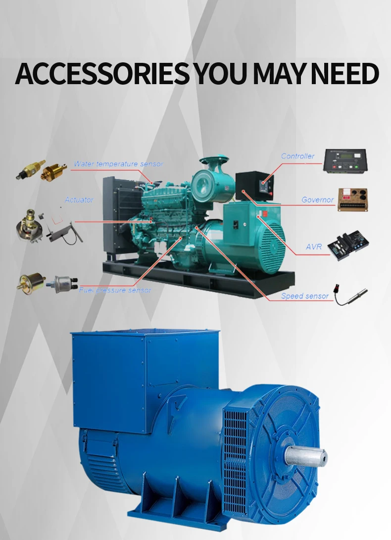 250kva 180kw Dynamo Generator Diesel 280va Brushless Alternator Generator Without Engine 80hz