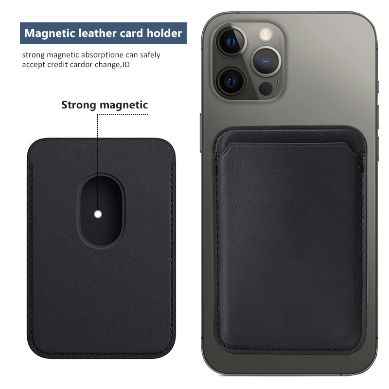 In Stock Detachable Slim Minimalist Cell Phone Wallet Magnetic Leather Phone Card Holder for Back of Phone