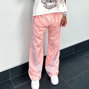 Manufacturer  Wide Leg Baggy Track Pants Striped Trim Spring Nylon Oversized Fit Flare Casual Sweatpants for Colored