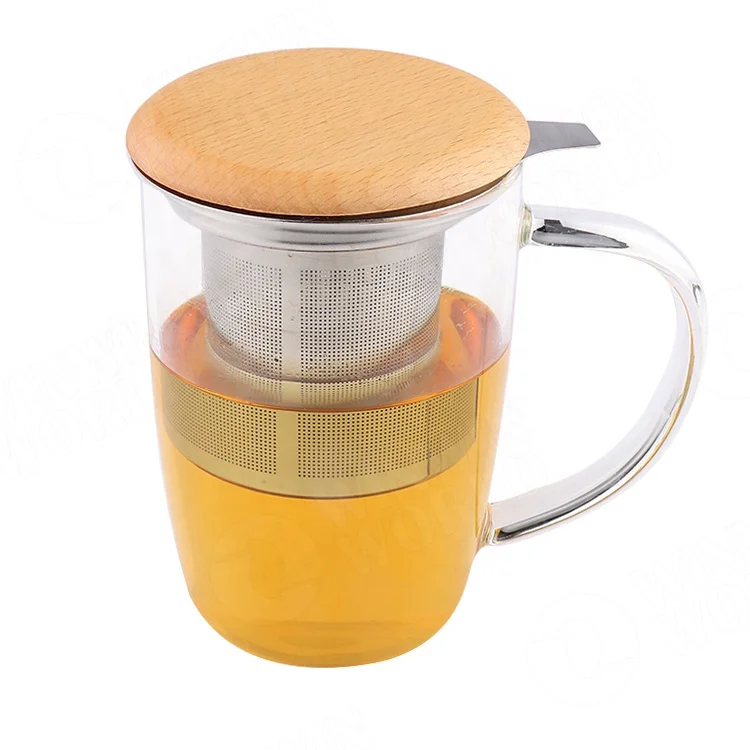 AOOTE Doorzichtige borosilicaatglas thee-ei mok, 400 ml theeglas met