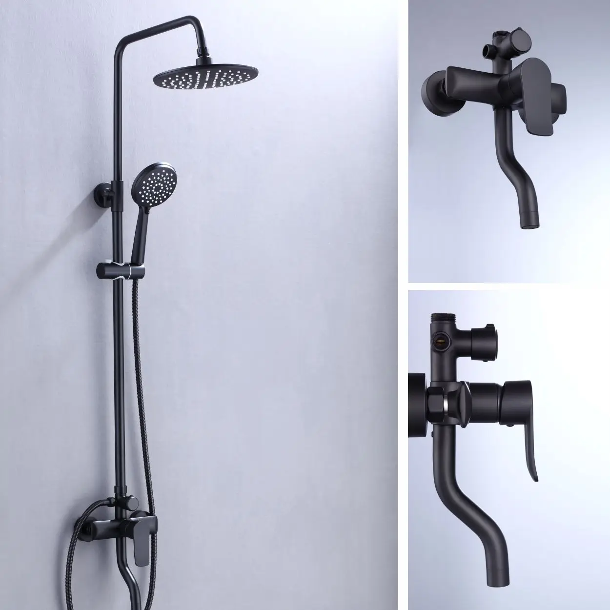 Modern Wholesale Bathroom Shower Set With Black Bath Brass Export