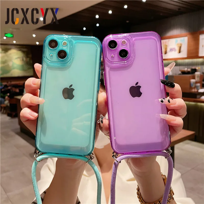 verteren Wapenstilstand geweer Luxury Candy Colors Crossbody Lanyard Clear Soft Case For Iphone 14 Plus 13  12 11 Pro Max X S Xr Se 8 7 Plus Se 2022 Cover - Buy For Iphone 14
