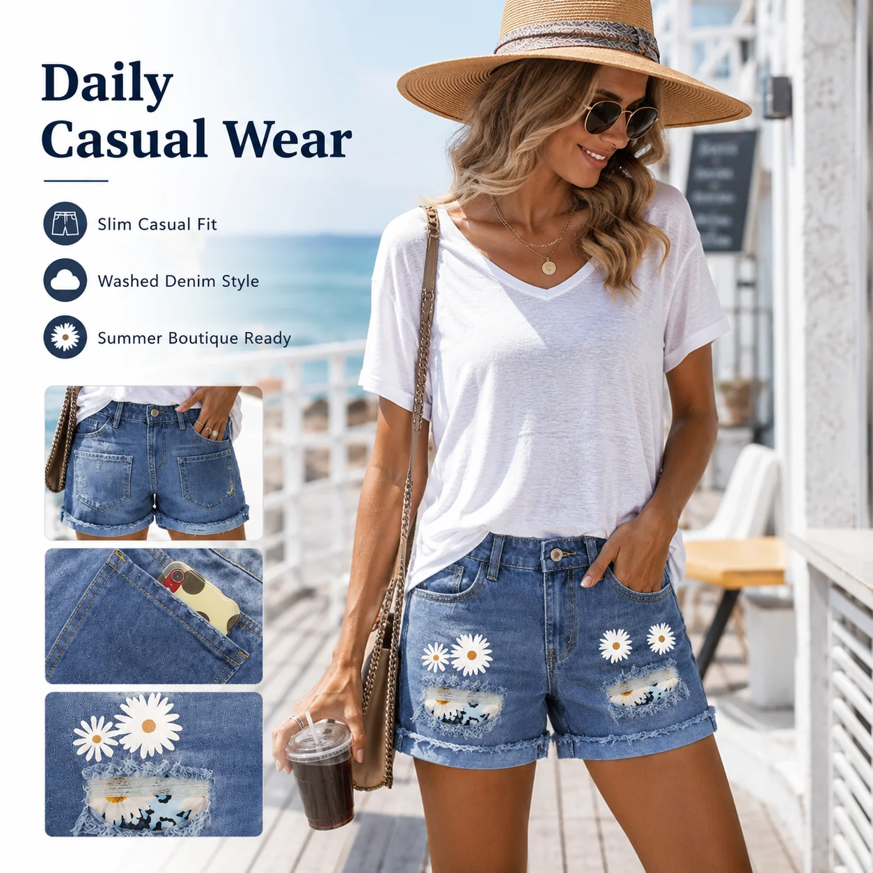 Summer Wholesale Designer Fashion Sexy Breathable Eco-Friendly Hot High Waist Split Denim Women's Shorts