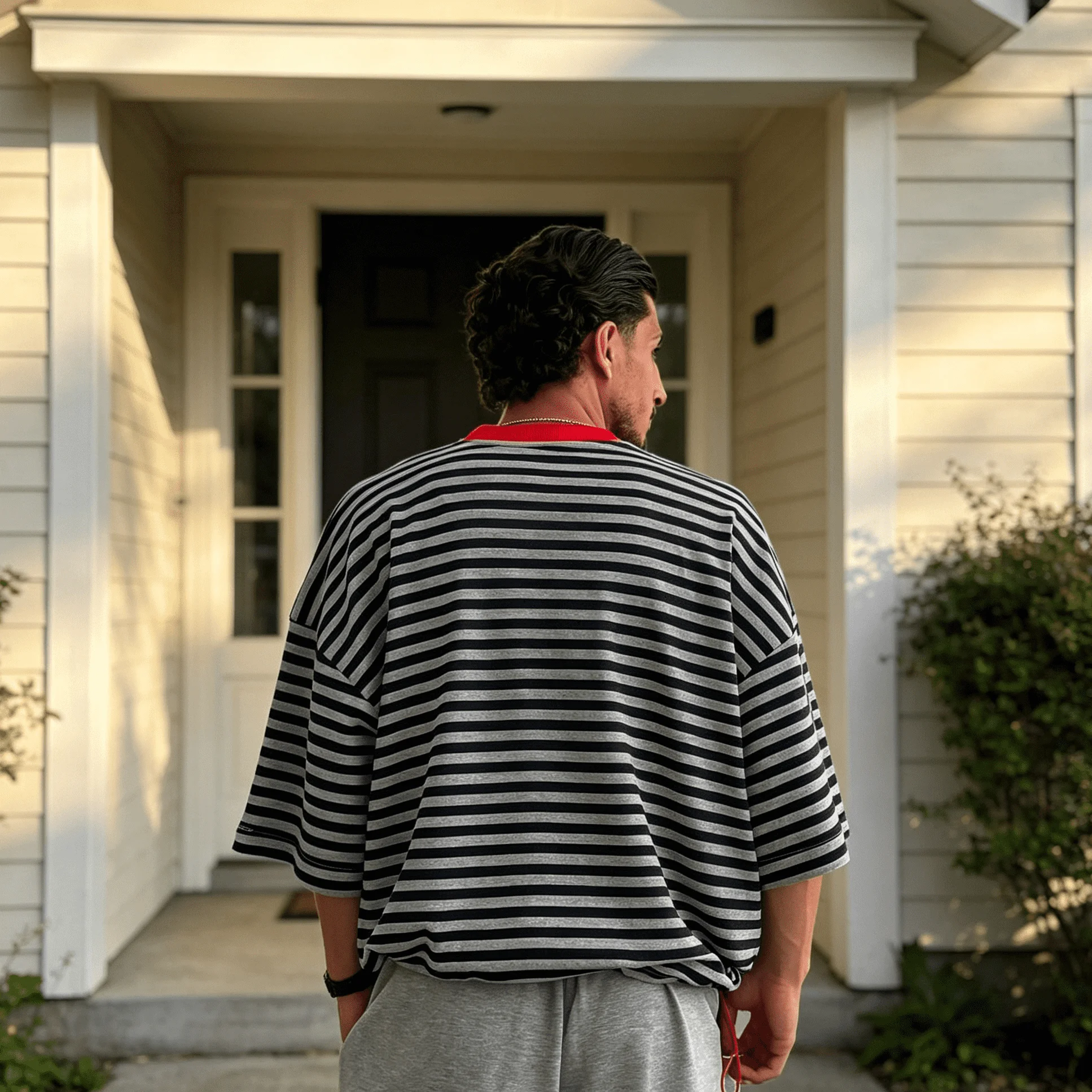 Men Summer Vintage Loose Polyester/Nylon Silk Screen Printed Knitted for Neck Breathable Streetwear Casual Student T-Shirts gallery 2