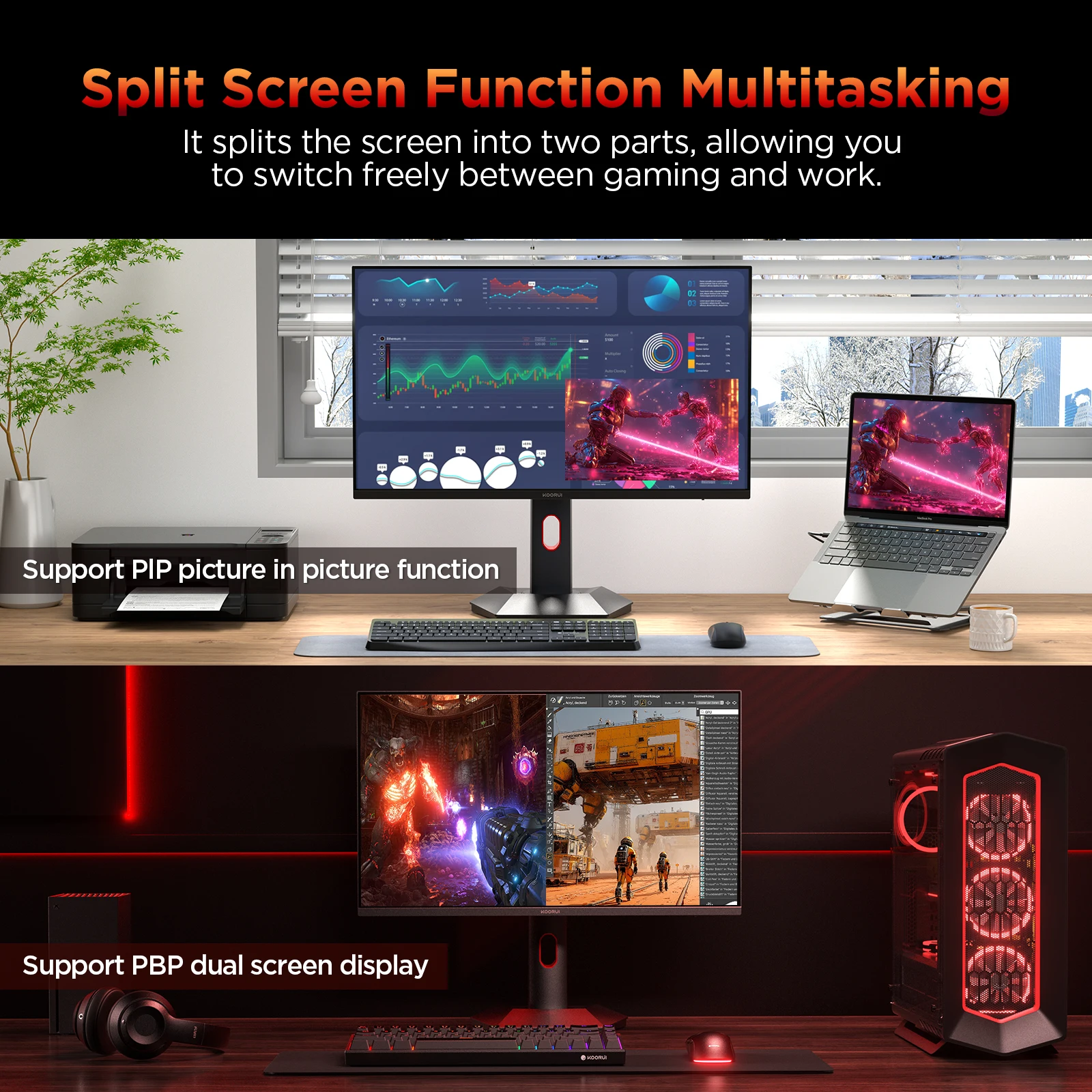 KOORUI S2721PM 27-Inch 4K Gaming Monitor – Mini LED, 160Hz, 1ms