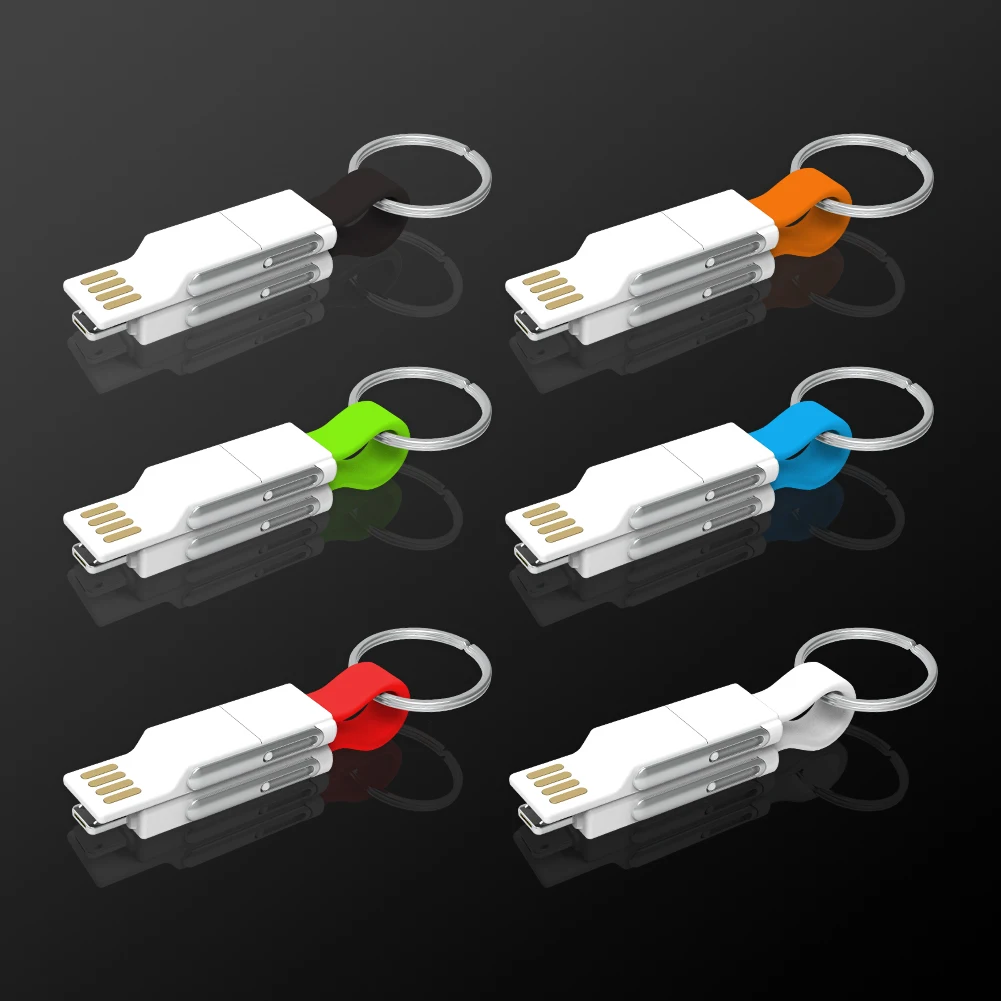 Mini Size Emergency Charging And Data Transfer Magnet USB A 8pin Type C Micro OTG 4 IN 1 Keychain USB Cable - ANKUX.COM