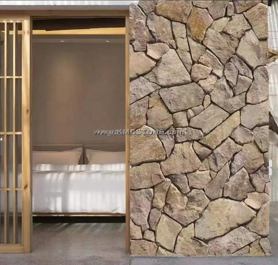 Stone Cladding Veneer Sheets Panels Random Stone Flagstone Stone Gravel ...