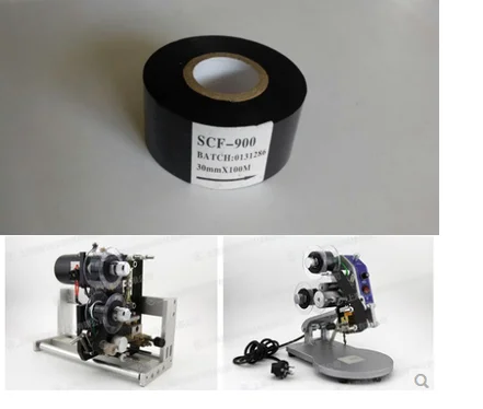 SCF900 35mm*100m Black Coding Machine Ribbon Suitable for HP241B HP241G HP501 Hot Coding Machine Carbon Ribbon Packaging Machine 5