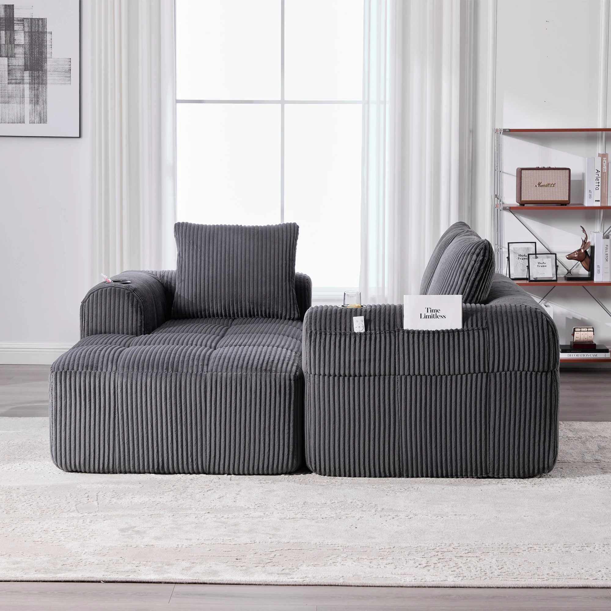 Sofa rétro velours vue 3