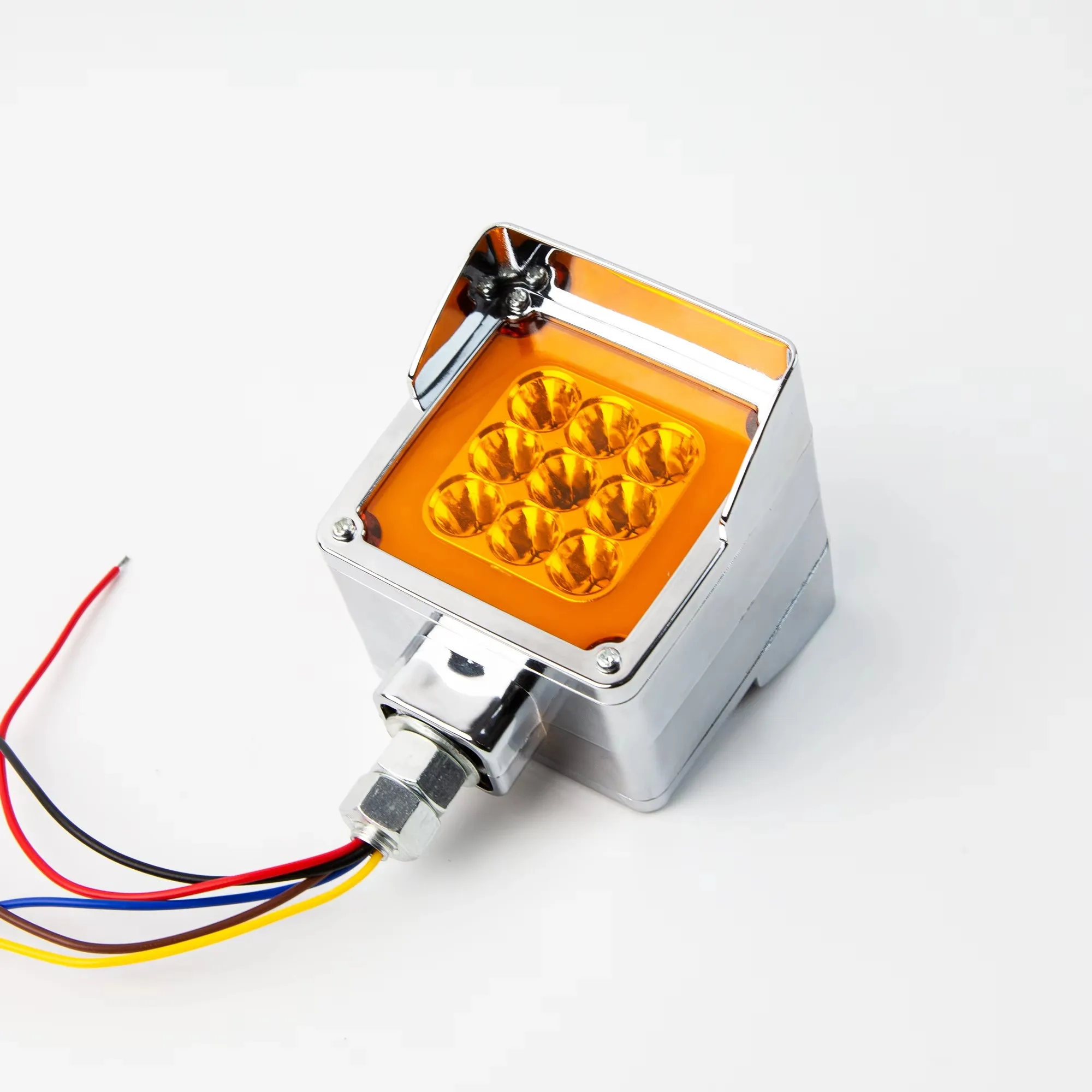 Amber/Red Double-Face Pedestal Fender Light with Stud Mount Square 39 LED Brake Turn Tail Signal Trailer Light 1