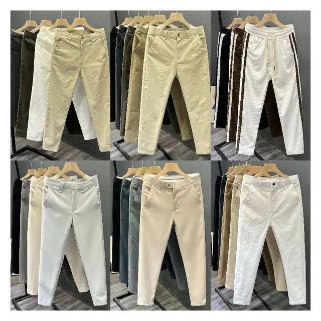 Spring and Summer Men's Casual Pants Thin Polyester Elastic Smooth Iron Free Wrinkle Resistant Straight Leg Men's Business Pants