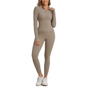 Women's Fitness Yoga Sets Long-sleeve Fitness Clothes Quick-drying High Waist Yoga Pants Two-piece Yoga Set