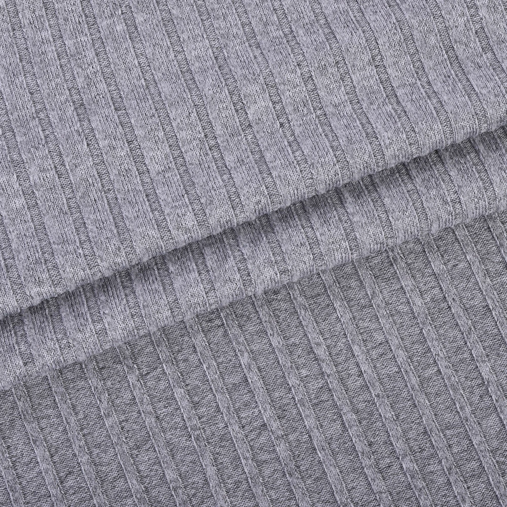 Wholesale Custom Color 8*3 DTY Spandex Ribbed Fabric 100% Polyester Printed for Women's Dress and Sweater for Girls