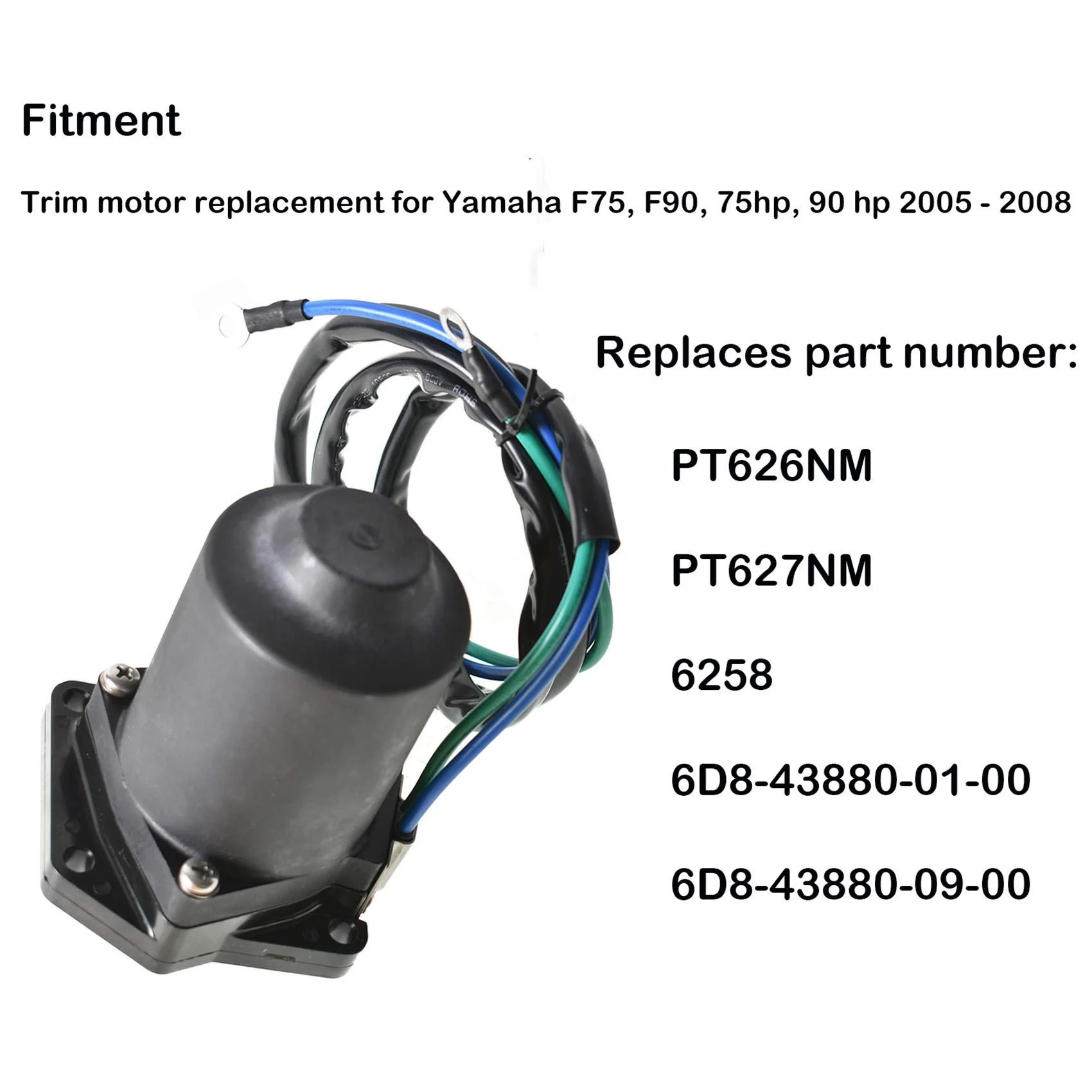 GXYWADY Trim Motor Replacement For Yamaha F75LA F90JA F75TRL F90TJR Outboard Motors