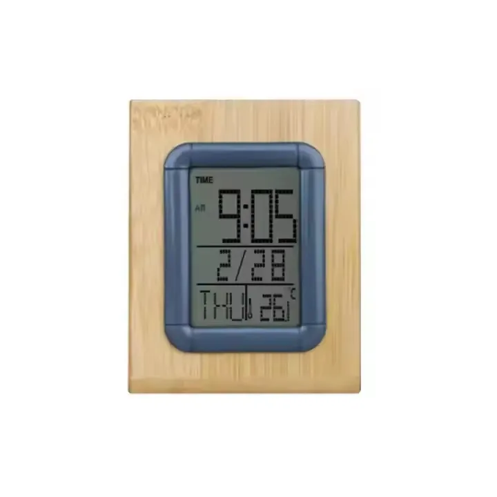 Multifunction Promotional Gift Bamboo Made Electronic Digital Alarm Pen Holder Table Desk LED Clock