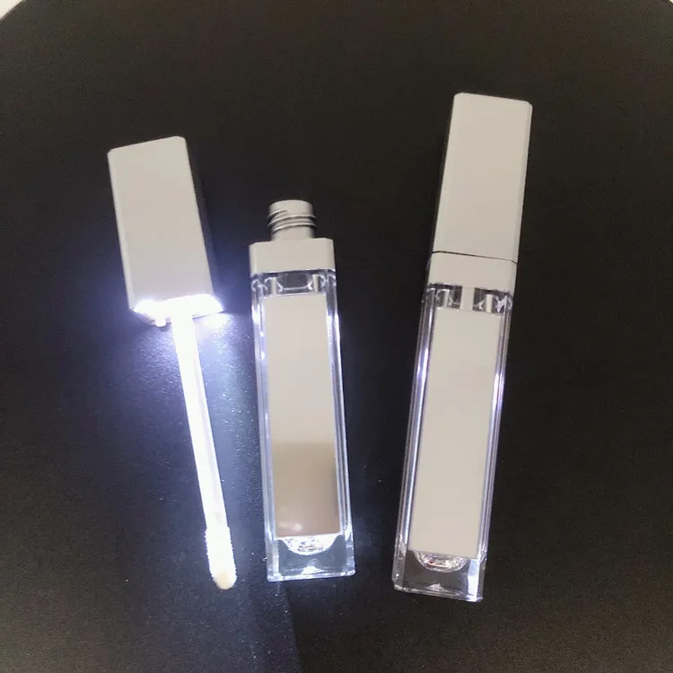 The Latest Hot 7 ml LED Light Lipstick Tube Custom Personal Logo Cosmetics Pack Transparent Silver pink Black Lip Tube