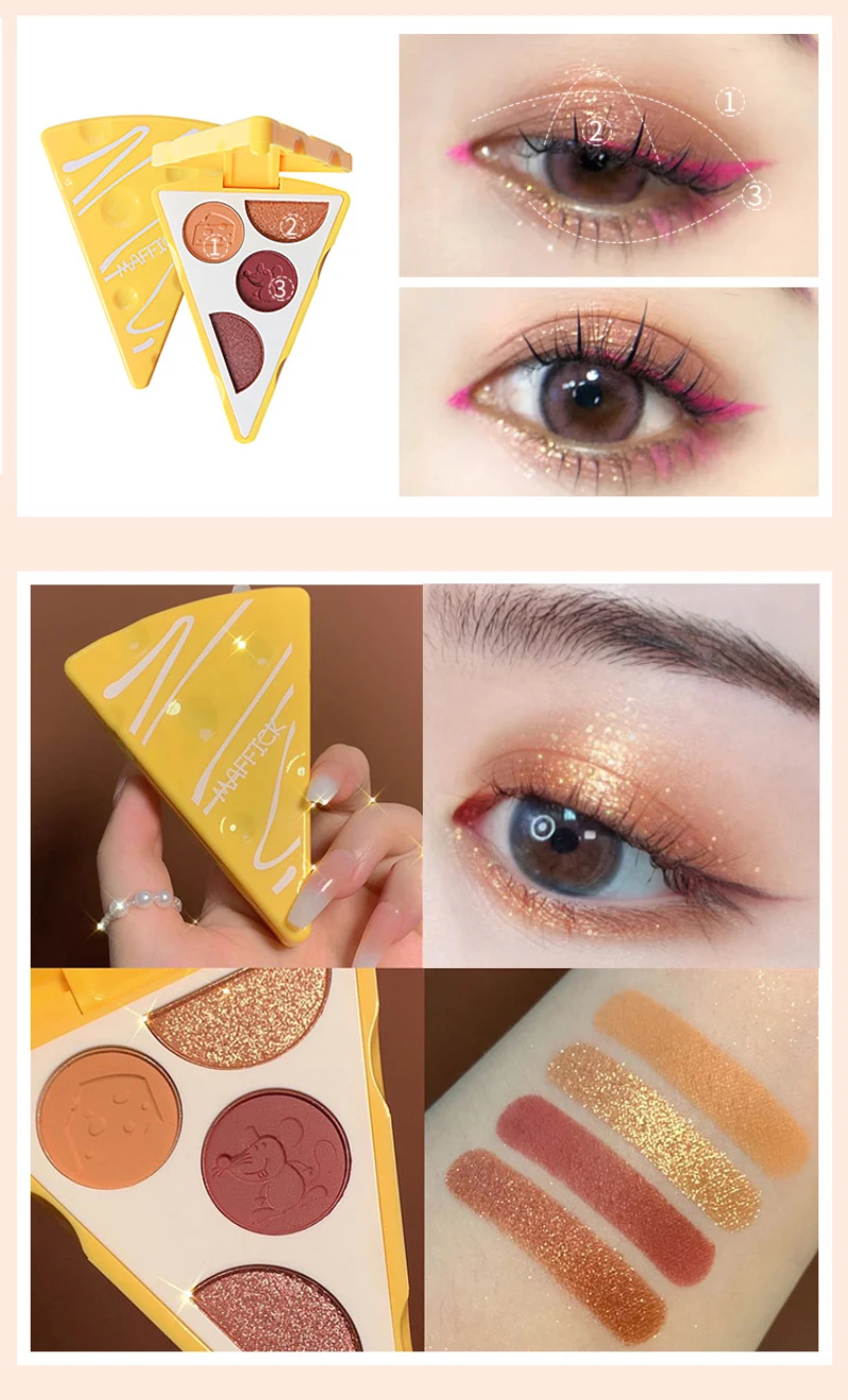 4 Colors Cheese Eyeshadow Palette Matte Pearl Flash Powder Portable Eye