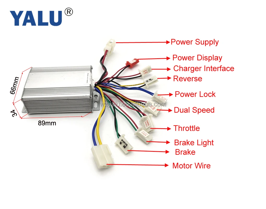 Yalu Motor Ebike 500w 24v/36v/48v Brush Controller With Reverse Dual ...