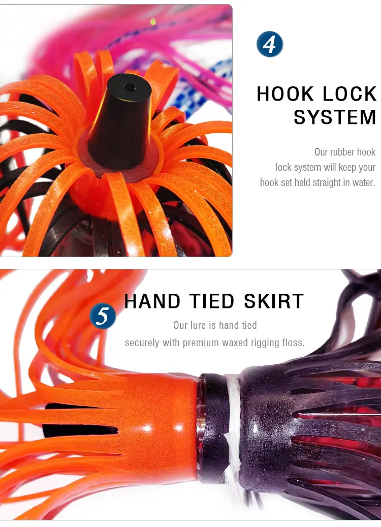 6 Colors 6.5''/200g Resin Head Octopus Soft Skirt Lure Deep Sea Boat