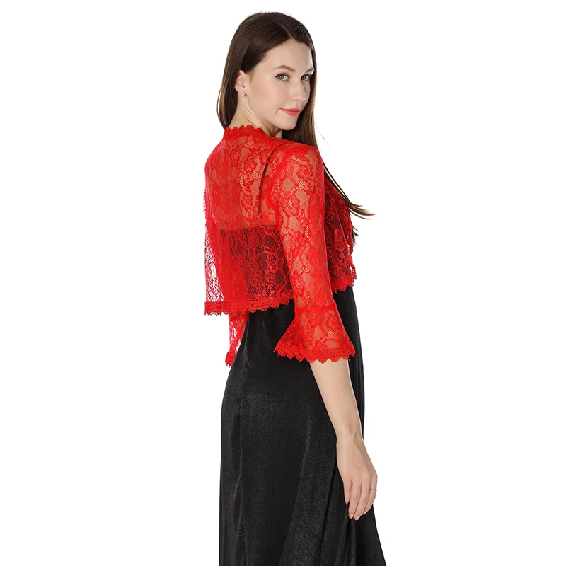 Elegant Lace Shrugs For Women Wedding and Evening Party Bridal Team Bride Dress Short Lace Tops