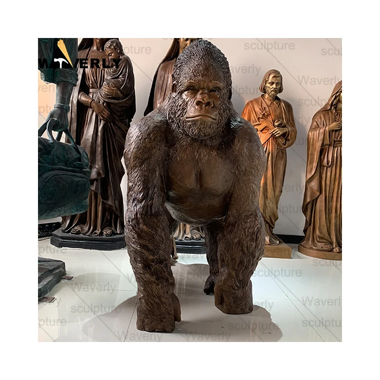 Outdoor Decorative Life Size Metallic Large Gorilla Garden Statue