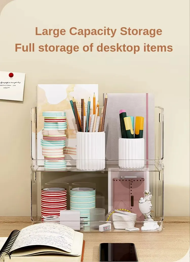 Transparent Stackable Plastic Desk Organizer Cosmetic Storage Box and Makeup Organizer supplier