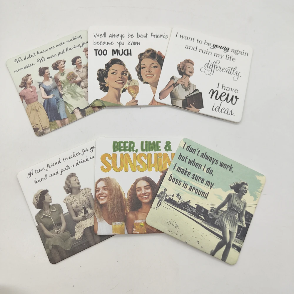Wholesale Custom Cardboard Recycled Absorbent Paper Beer Square Drink Paper Mat Coasters