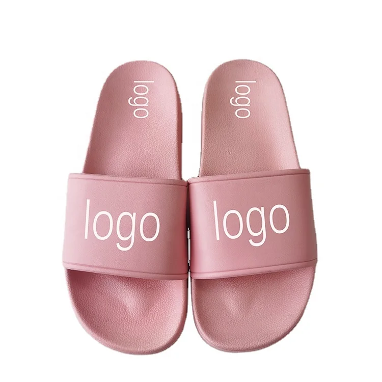 Plain Pink PVC Slippers for Women Men Custom Logo Sliders OEM