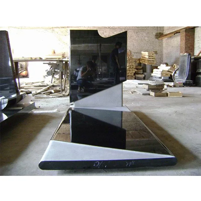 High Polished Degree Black White Granite Tombstone High End Wholesale Tombstone Tiles