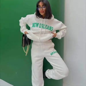 Factory Custom Female Casual Tracksuits Plus Size Hoodie and Flared Sweatpants Sets with String for Women Unisex