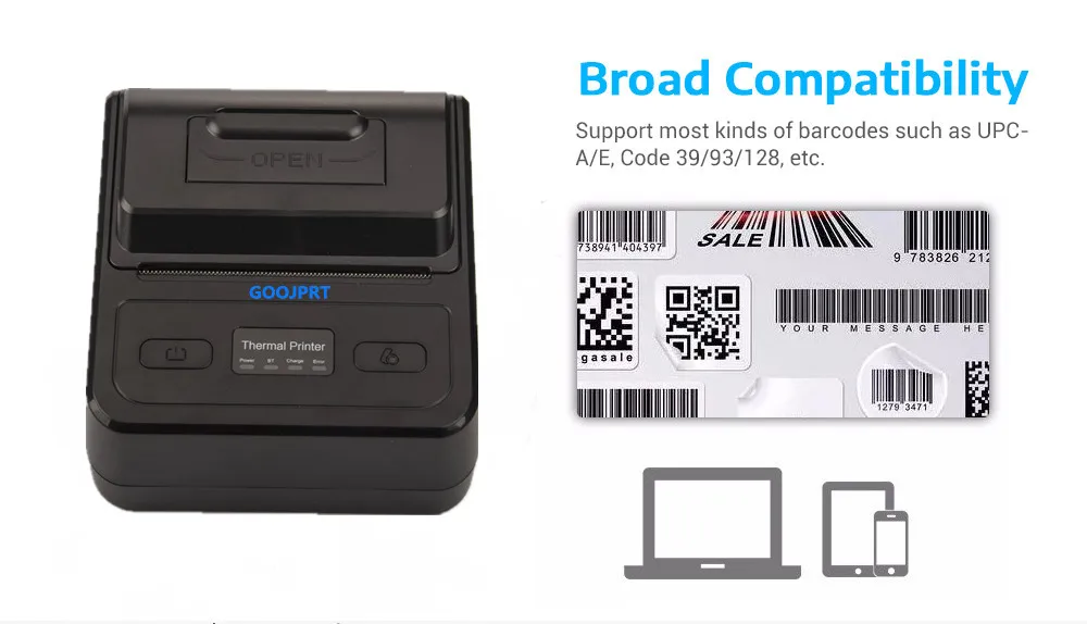 Portable Bluetooth Thermal Printer with Indicator Light 80mm the Appearance Is Beautiful