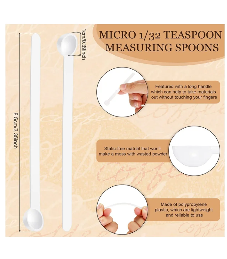 100 Pieces 150 Milligram Mini Measuring Spoons Micro 1/32 Teaspoon Micro  Scoops Mini Scoops Measuring Spoons Tiny Scoops for Measuring Cosmetics