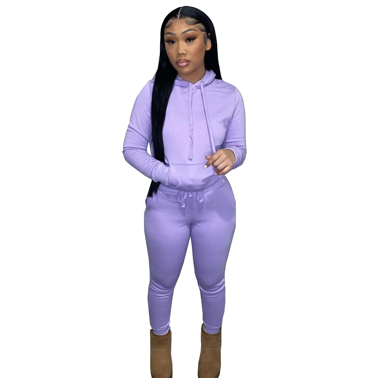 Wholesale Women Clothing Winter Fall Women Clothes Piece Hoodie Set  Tracksuit Jogger Sweatsuit Sweatpants and Hoodie Set