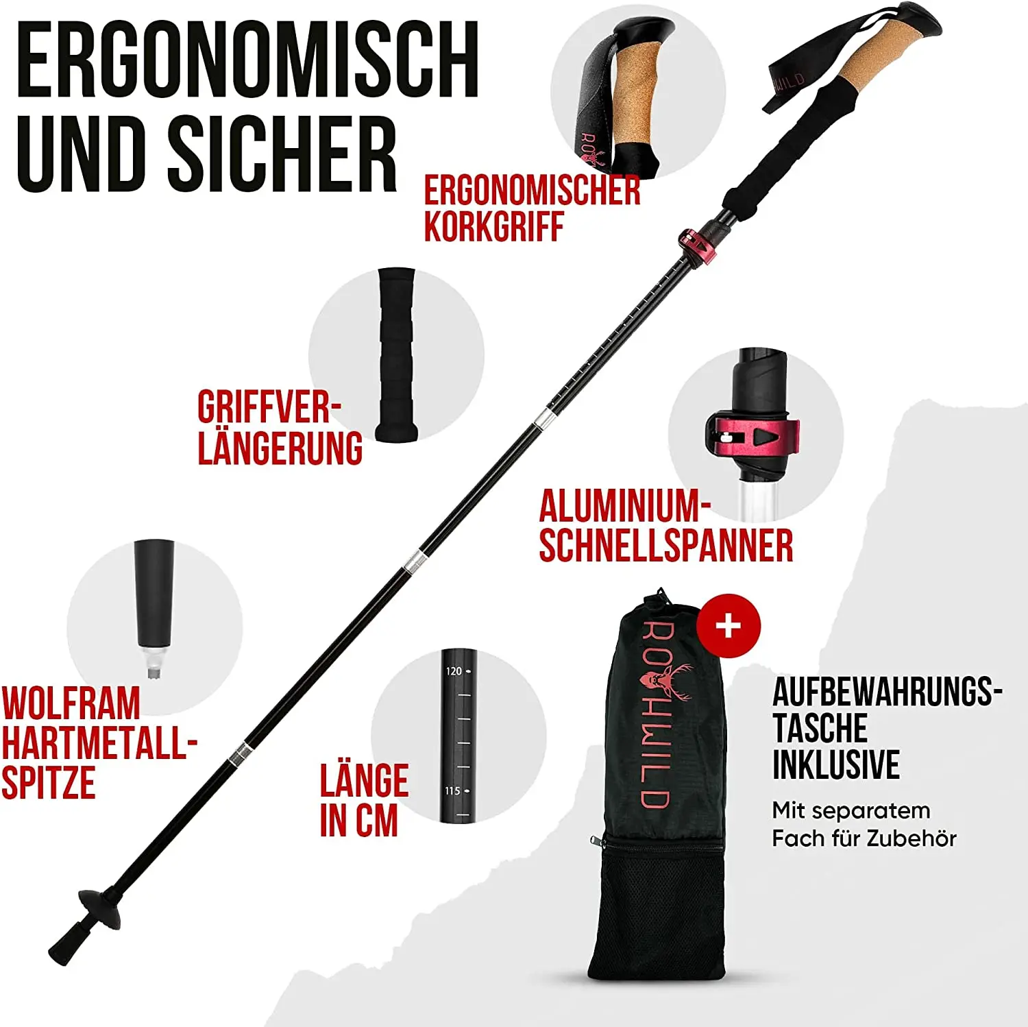 Factory Price Oem Foldable Trekking Poles Aluminium Hiking Poles