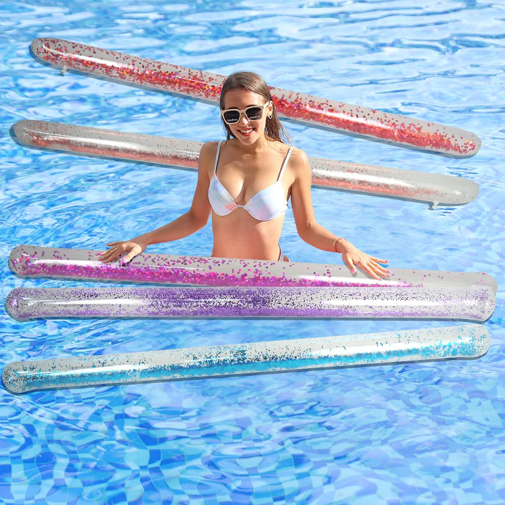 Pool Floating Stick Inflatable Transparency Glitter Swimming Noodles Pool  Noodle with Sequin