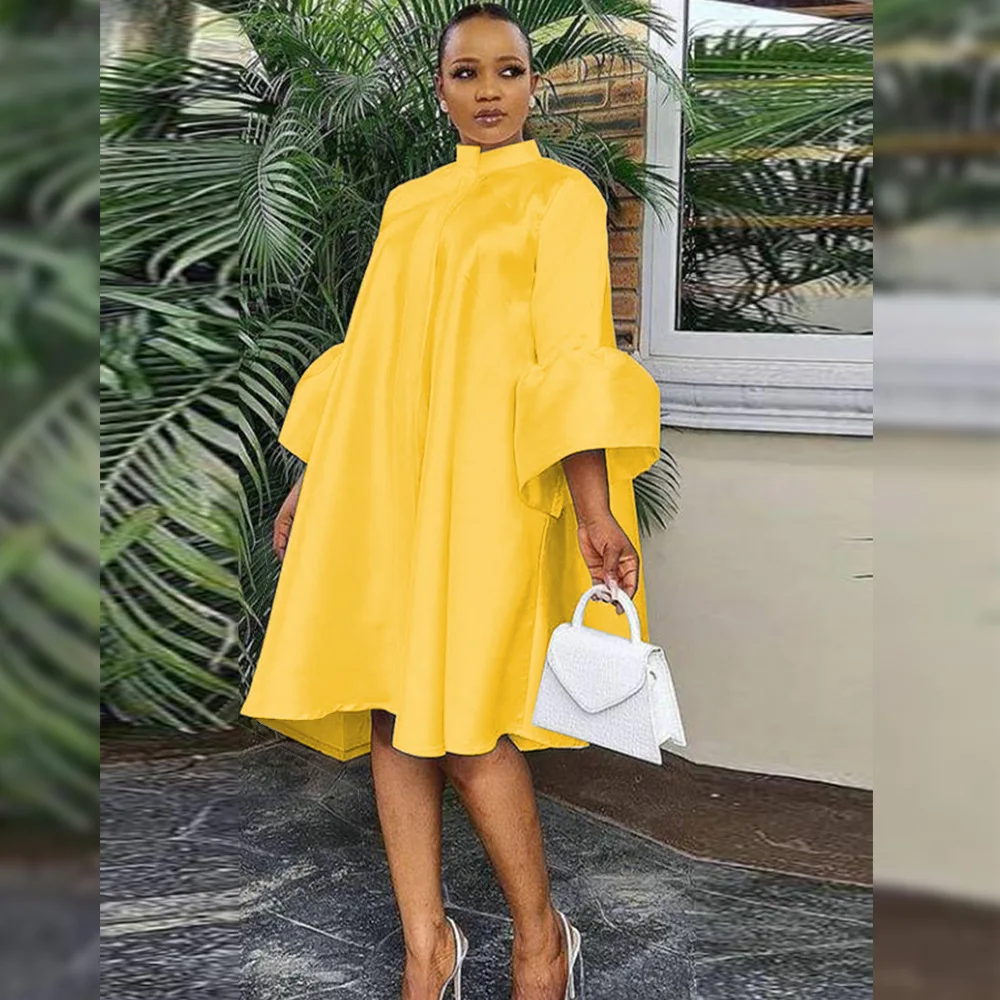 yellow fit and flare dress plus size V-Neck Fit-and-Flare Dress, Gold Signature main image 0
