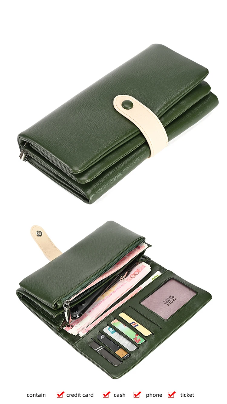 Long Pu Leather Purse Large Capacity Multi Card Slots Wallet For