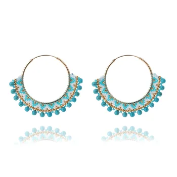Miyuki Jewelry Bohemian Style Seed Beads Round Earrings Fashion Hoop Earrings
