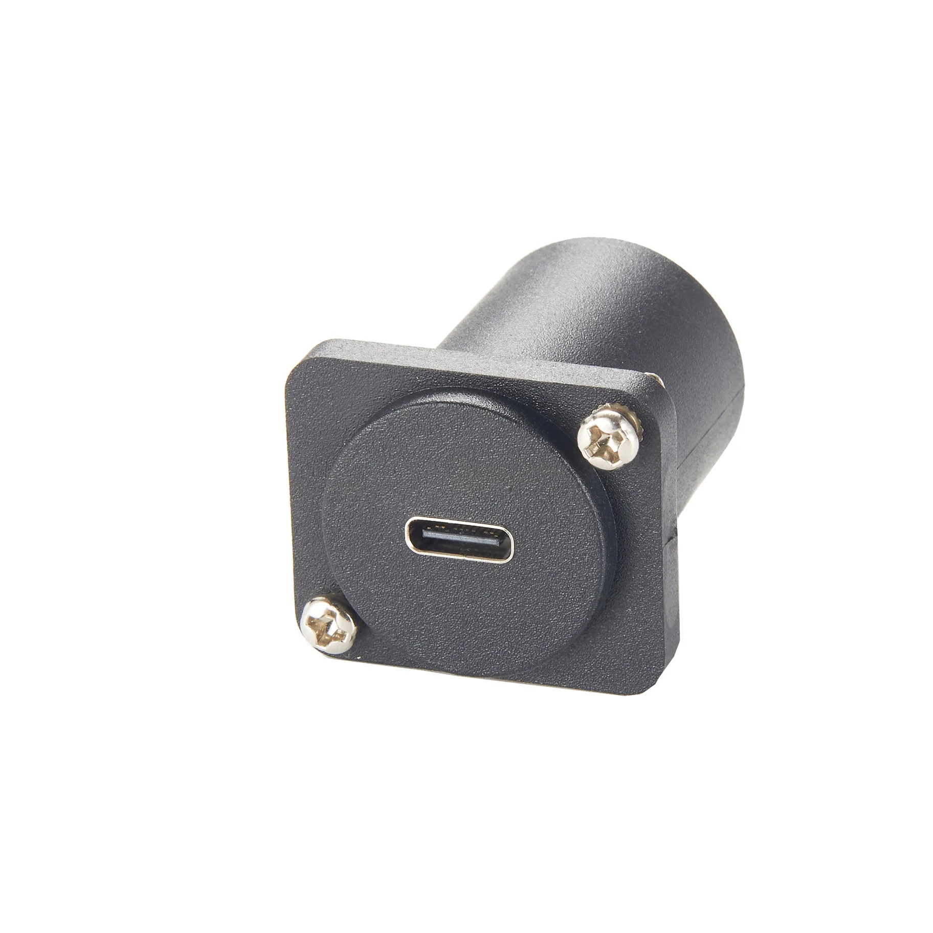 USB C to C Feedthrough Panel Mount Connector, Black Plastic XLR Frame