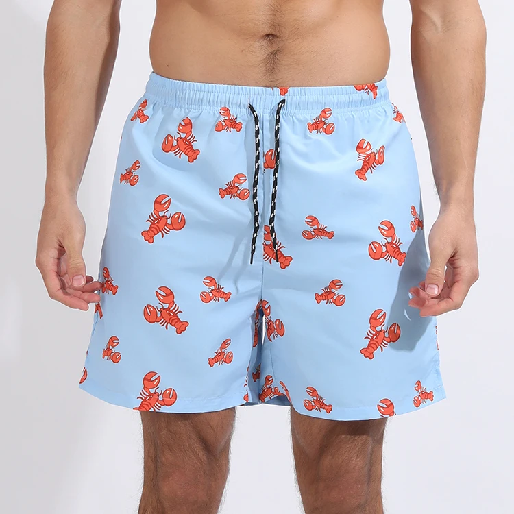 Sommer-elastische Taillen-kundenspezifische Badeshorts der Männer, die 100% Polyester-Badestämme-Mesh-Strandshorts für Männer laufen lassen300_voghion.com