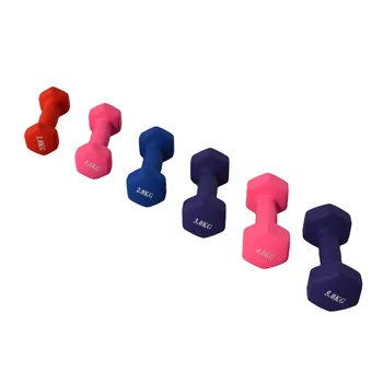 Customized Colorful Women's Fitness Training Dipped Hexagonal Cast Iron Dumbbells