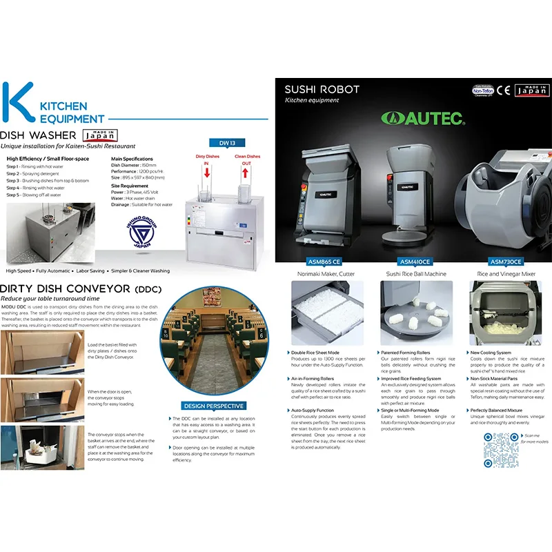 High-Efficiency Sushi Machine Autec ASM 865 Rice Sheet Maker for Japanese Restaurant Use