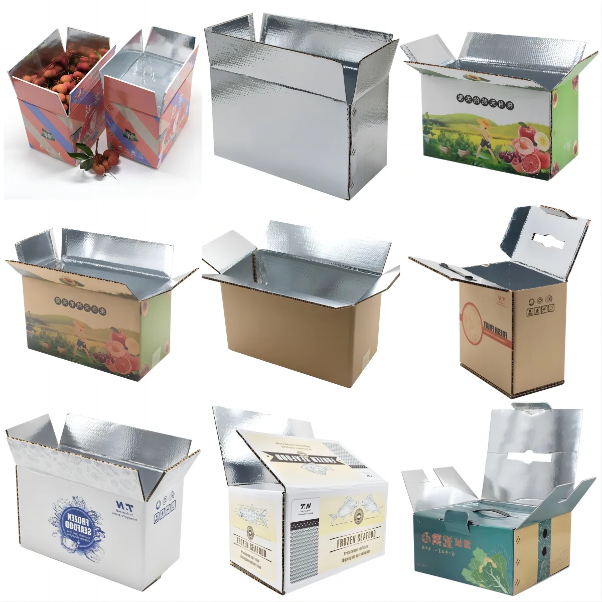 Custom Insulated Frozen Food Carton Boxes and Corrugated Cardboard Shipping Paper Carton Box for Wine Whiskey Brandy and Seafood