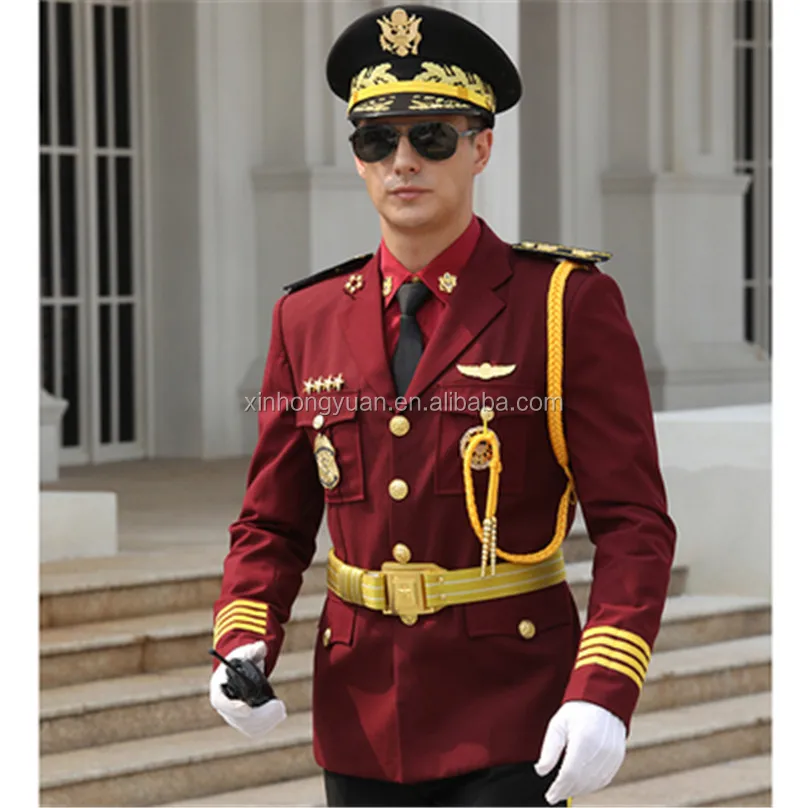 red dress uniform Burgundy Uniform Wine Red Coat Noble Security Uniform